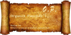 Orgonik Paszkál névjegykártya